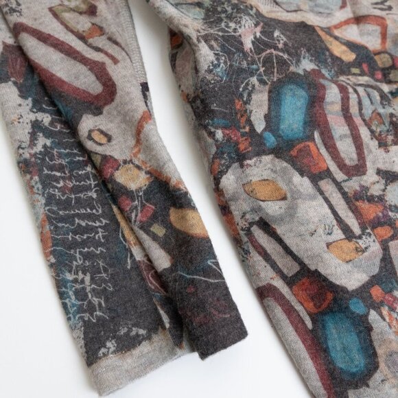 Inoah Cardigan Duster Longline Graffiti Printed Small Open Front Art To Wear - Picture 6 of 11